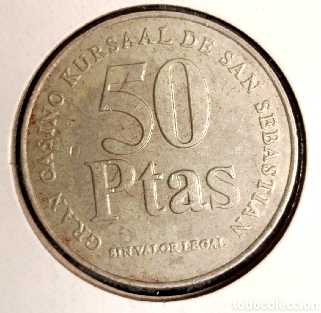 Moedas locais: Ficha casino Kursaal San Sebastian 50 pts.