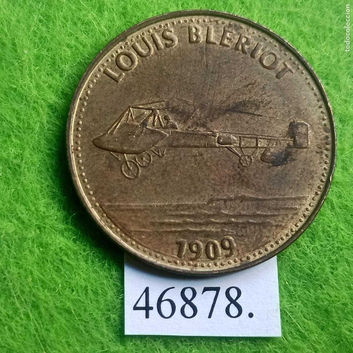 Monedas locales: ficha SHELL , LOUIS BLERIOT 1909, token, jet&oacute;n