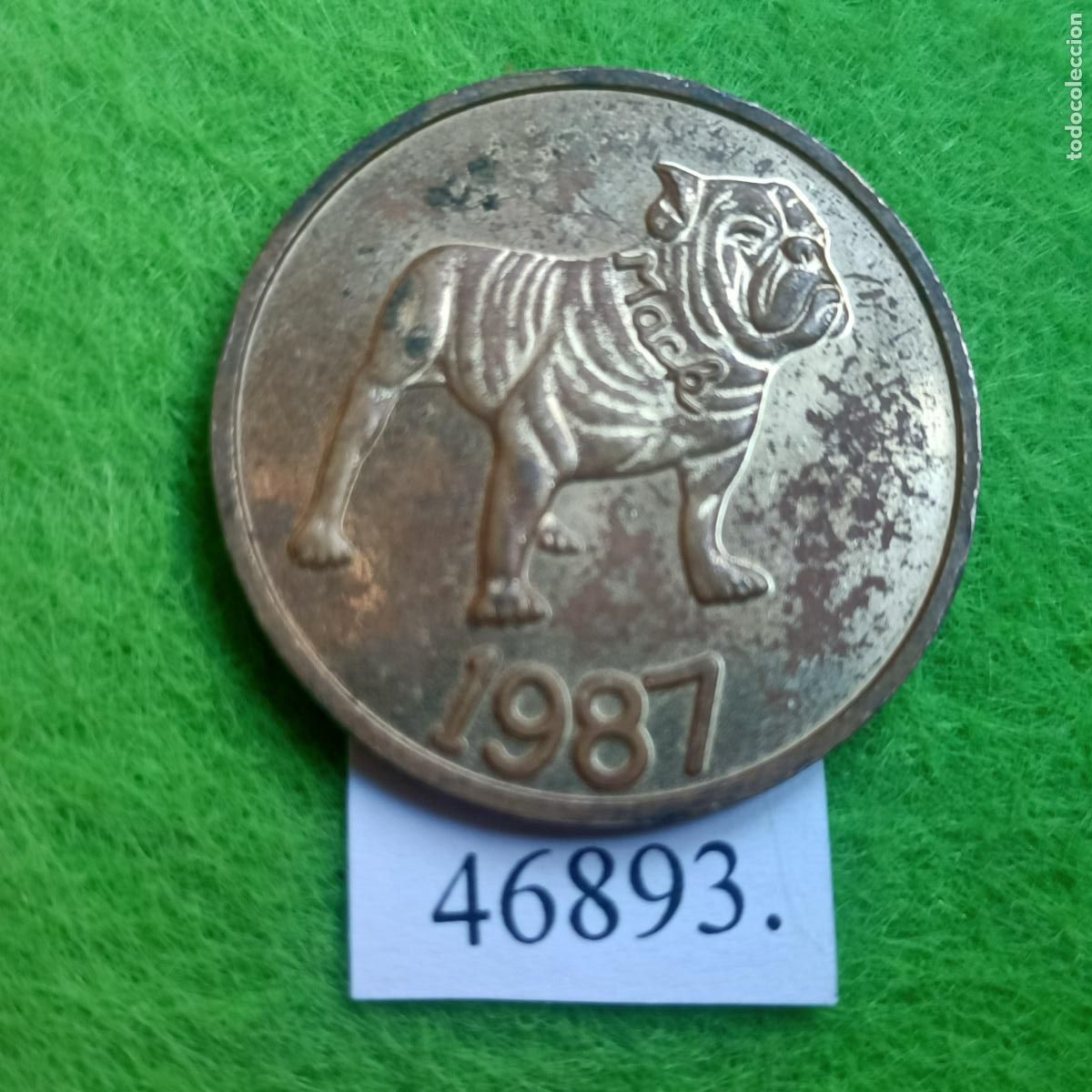 Monedas locales: Ficha, EEUU, 1987 camion MACK logo perro bulldog, token, jeton