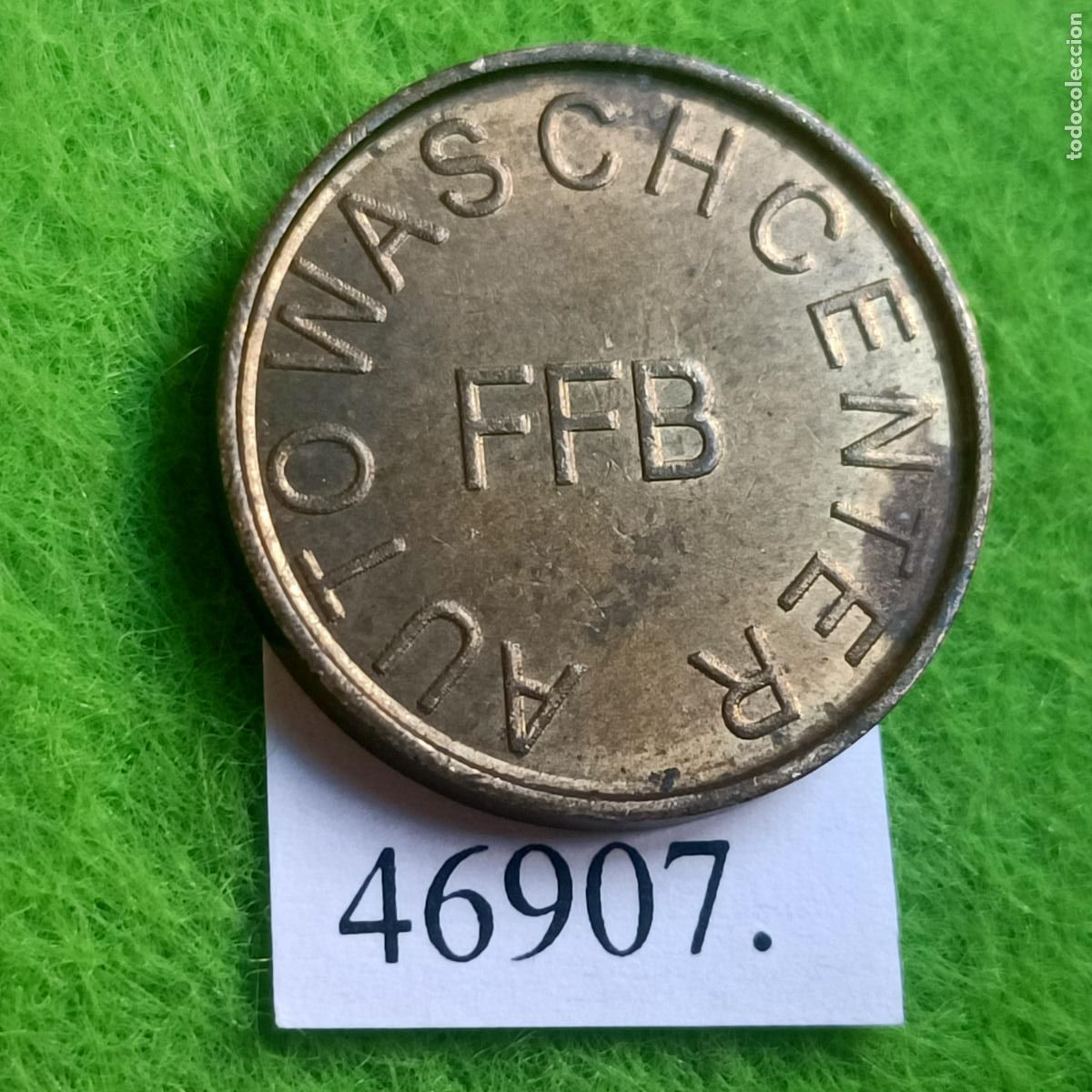 Monedas locales: Ficha Alemania, F&uuml;rstenfeldbruck Baviera, FFB, autolavado, carwash, token jet&oacute;n