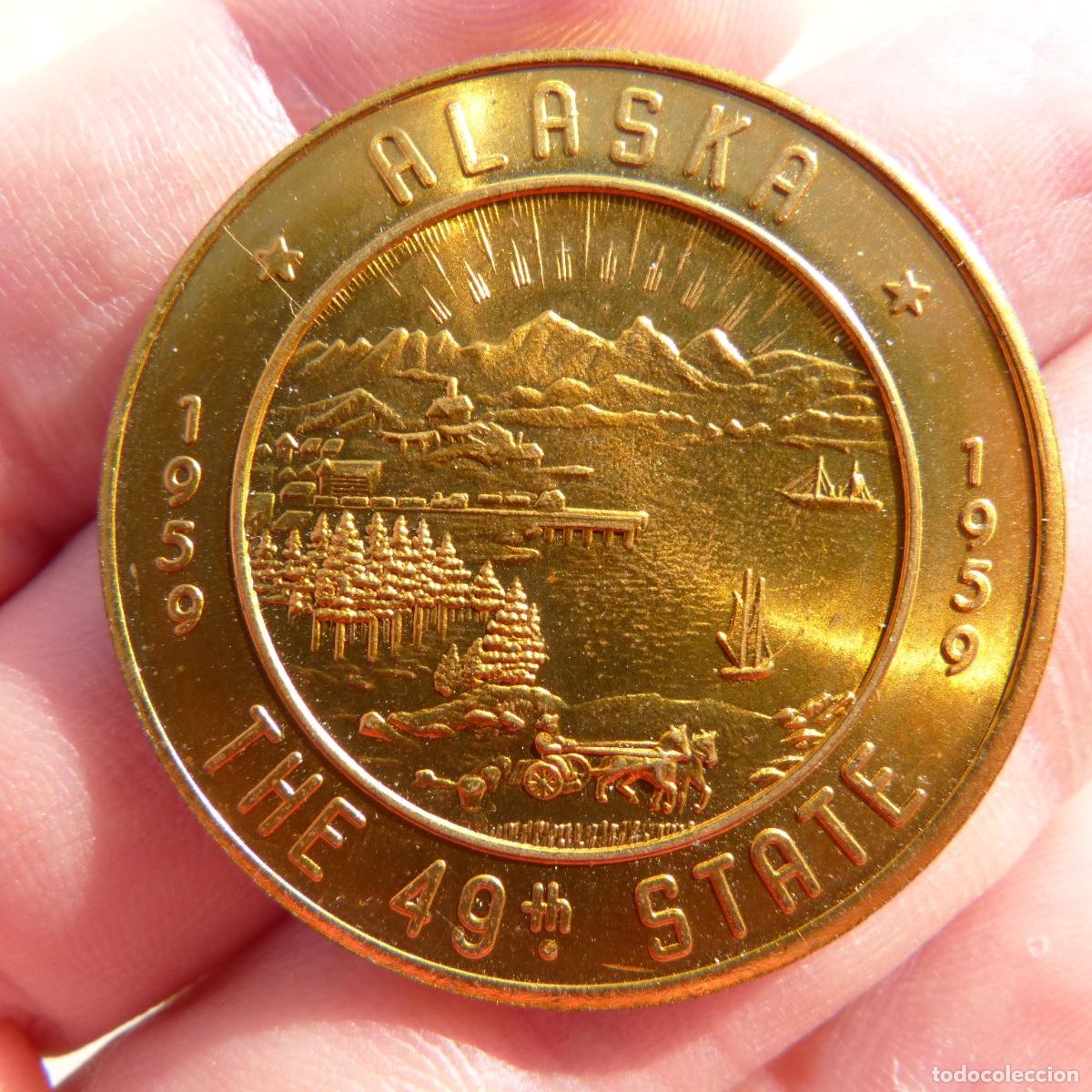 Monedas locales: Token o ficha de 1 dollar, Alaska, Estados Unidos, 1959. Birthday day souvenir money, 38mm, 19,42gr.