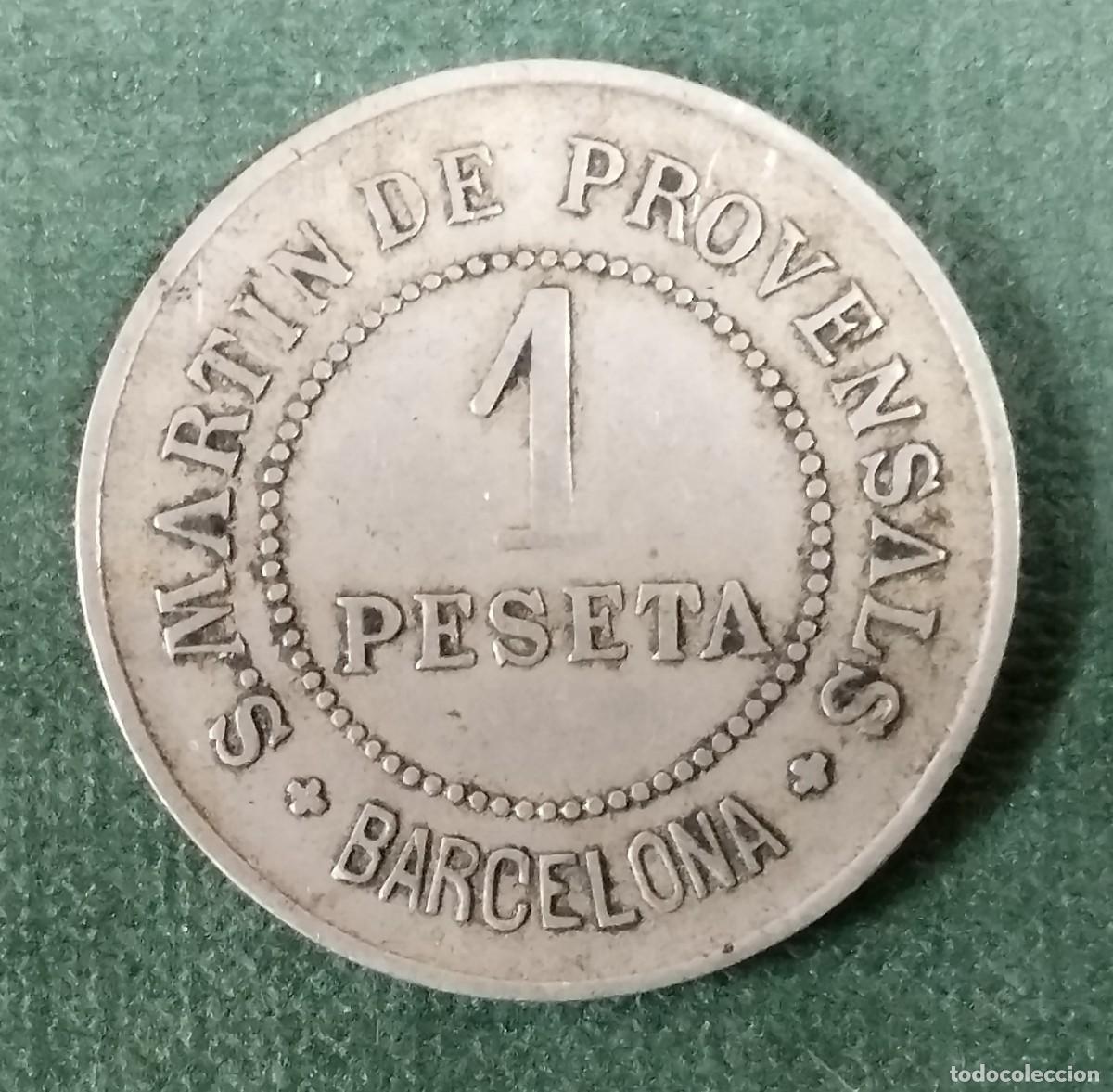 Monedas locales: 1 PESETA 1907 FICHA COOPERATIVA PAZ Y JUSTICIA SAN MARTIN DE PROVENSALS BARCELONA