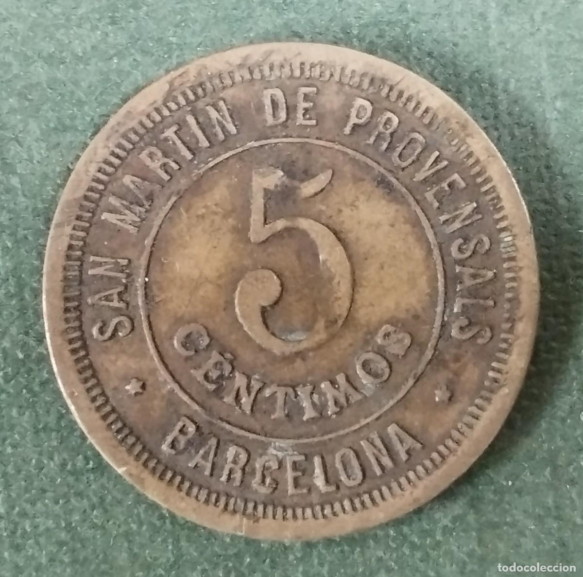 Monedas locales: FICHA 5 CENTIMOS 1919 COPERATIVA LA ARTESANA BARCELONA