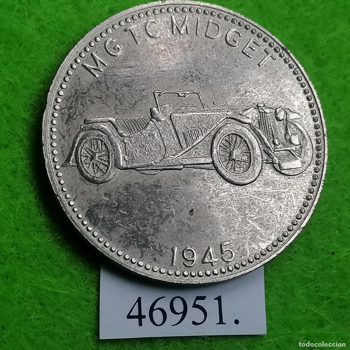 Monedas locales: Ficha Alemania, SHELL, MG TC Midget de 1945, token, jet&oacute;n