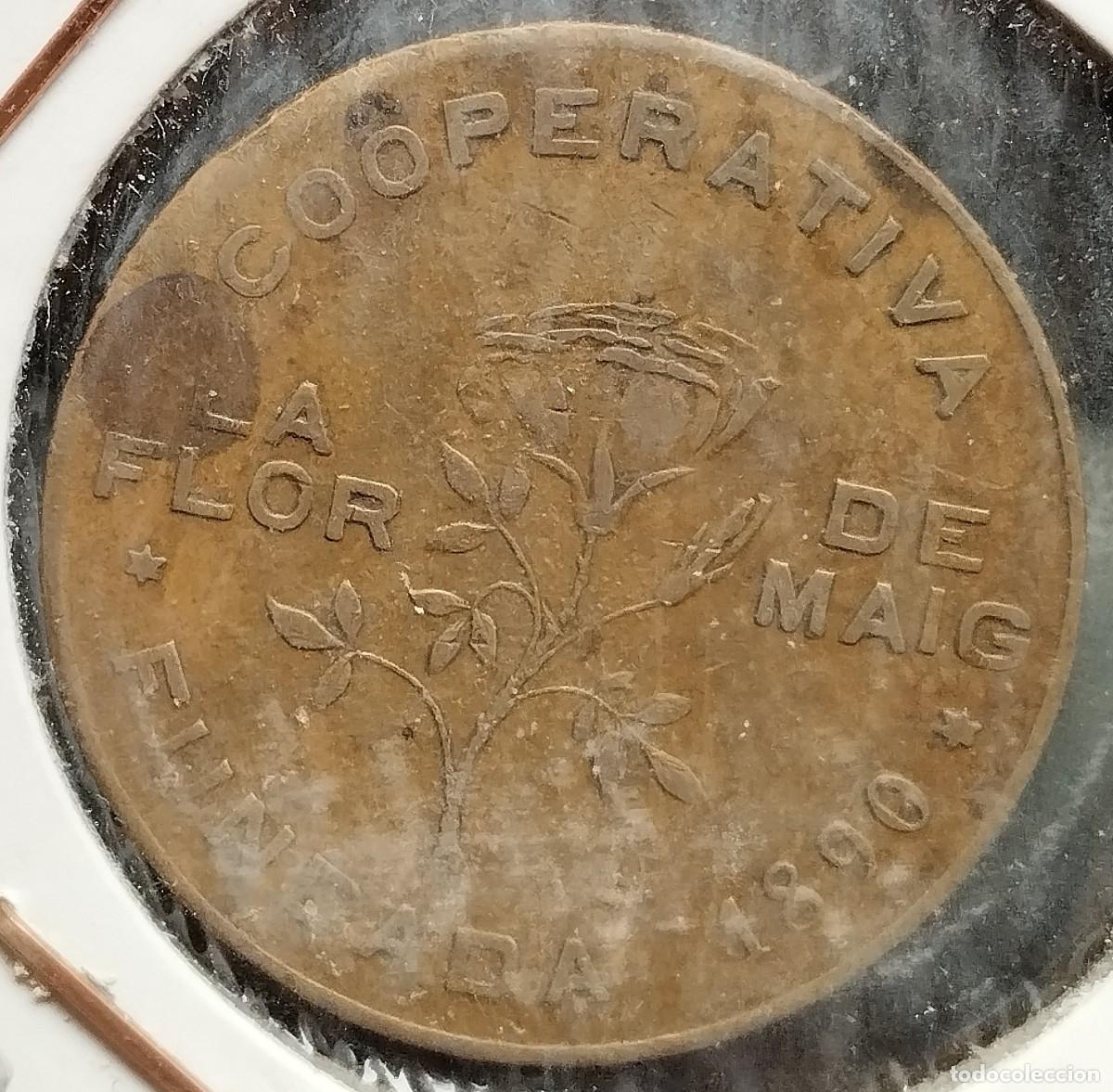 Monedas locales: FICHA DE 5 CENTIMOS DE COOPERATIVA LA FLOR DE MAIG FUNDADA EN 1890 (MONEDA)