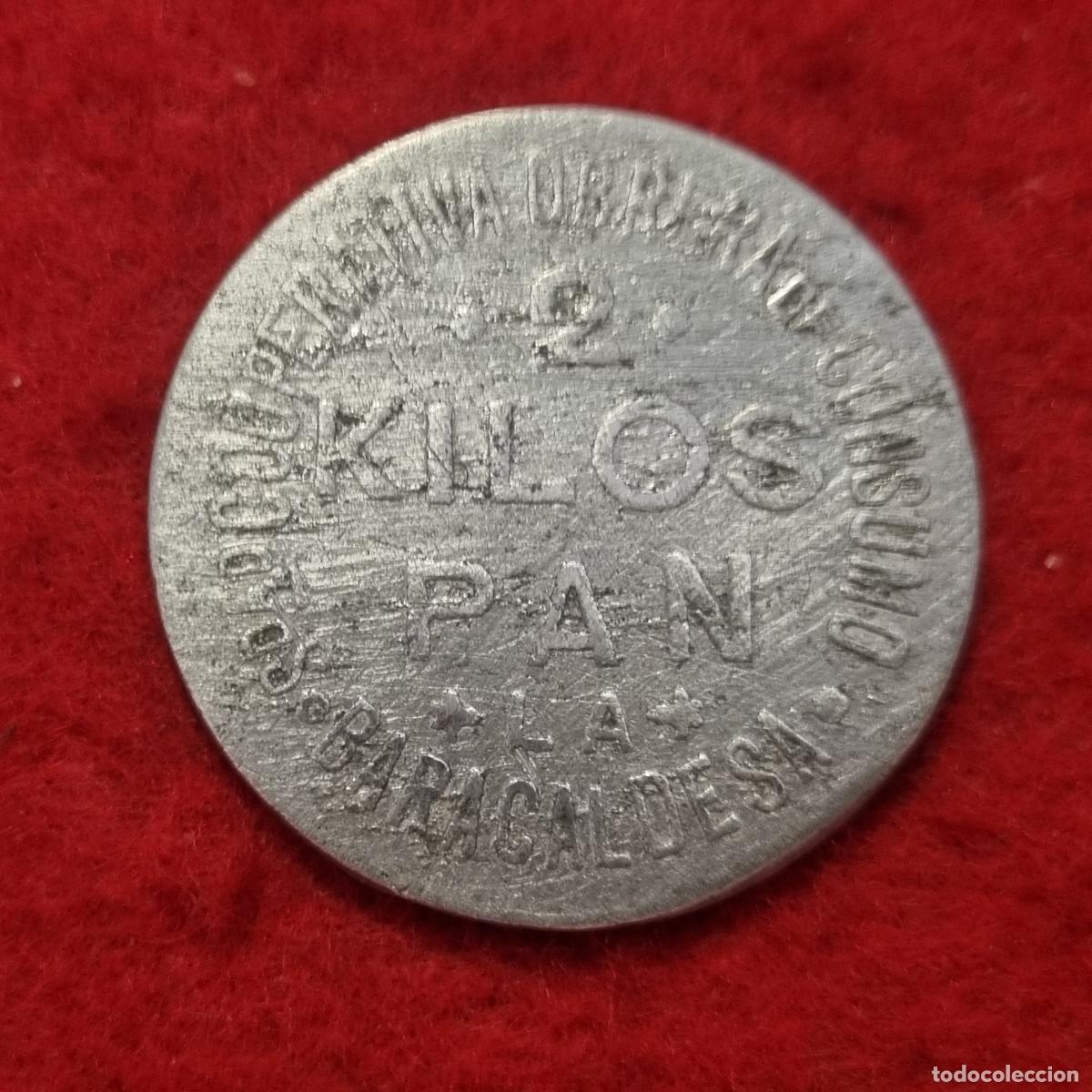 Monedas locales: FICHA COOPERATIVA OBRERA DE CONSUMO LA BARACALDESA 2 KILOS DE PAN ANTIGUA ORIGINAL C29