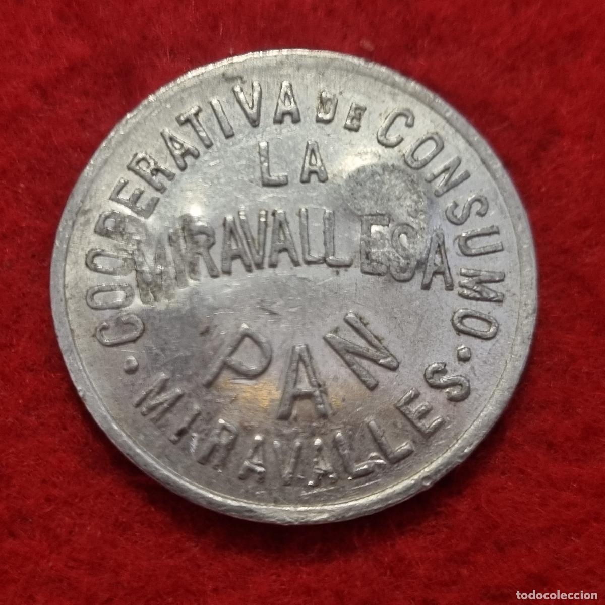 Monedas locales: FICHA COOPERATIVA DE CONSUMO LA MIRAVALLESA MIRAVALLES 2 KILOS DE PAN ANTIGUA ORIGINAL C29