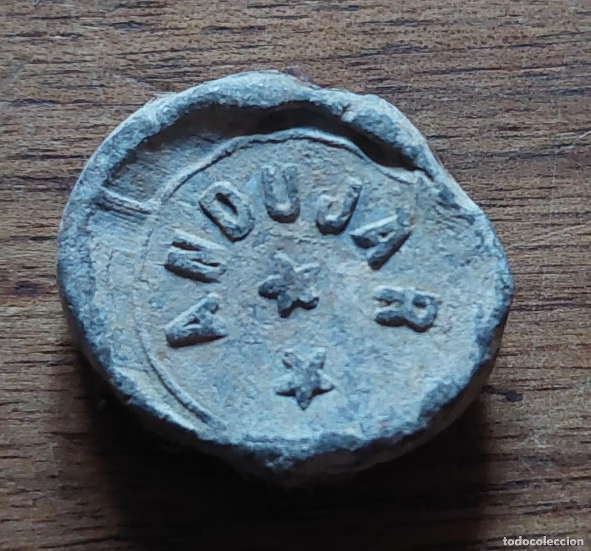 Monedas locales: Plomo marchamo correos MZA Andujar