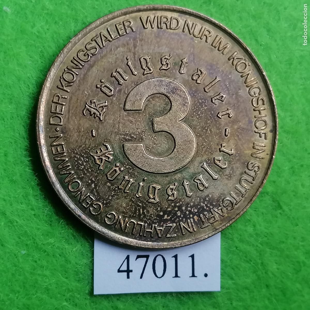 Monedas locales: Ficha Alemania, cerveza, consumici&oacute;n, K&ouml;nigshof Stuttgart Gepr&auml;gt Anno 1981, token jet&oacute;n.