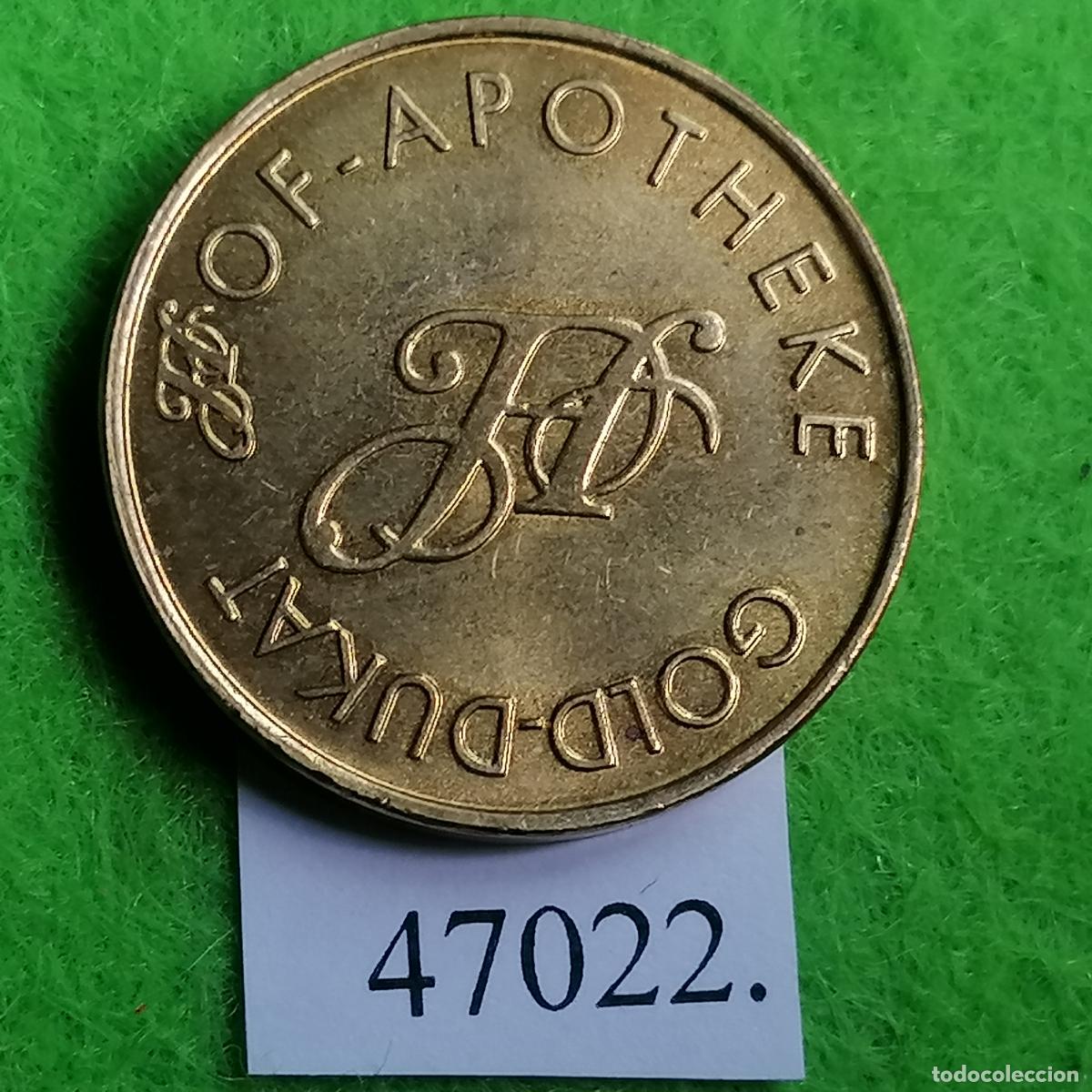 Monedas locales: Ficha Alemania, Leipzig, Gold Dukat, Hof Apotheke, Farmacia, Token, jet&oacute;n