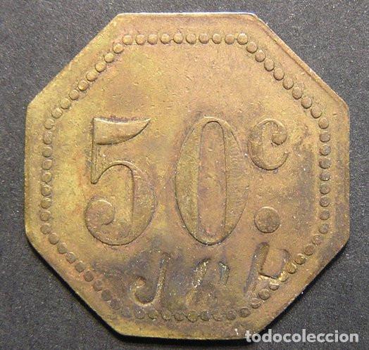 Monedas locales: FICHA OCTOGONAL - 50 CENTIMOS CON RESELLO JCP