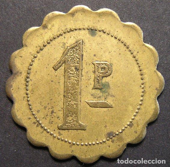 Monedas locales: FICHA DE UNA PESETA CON EL DI&Aacute;METRO DENTADO