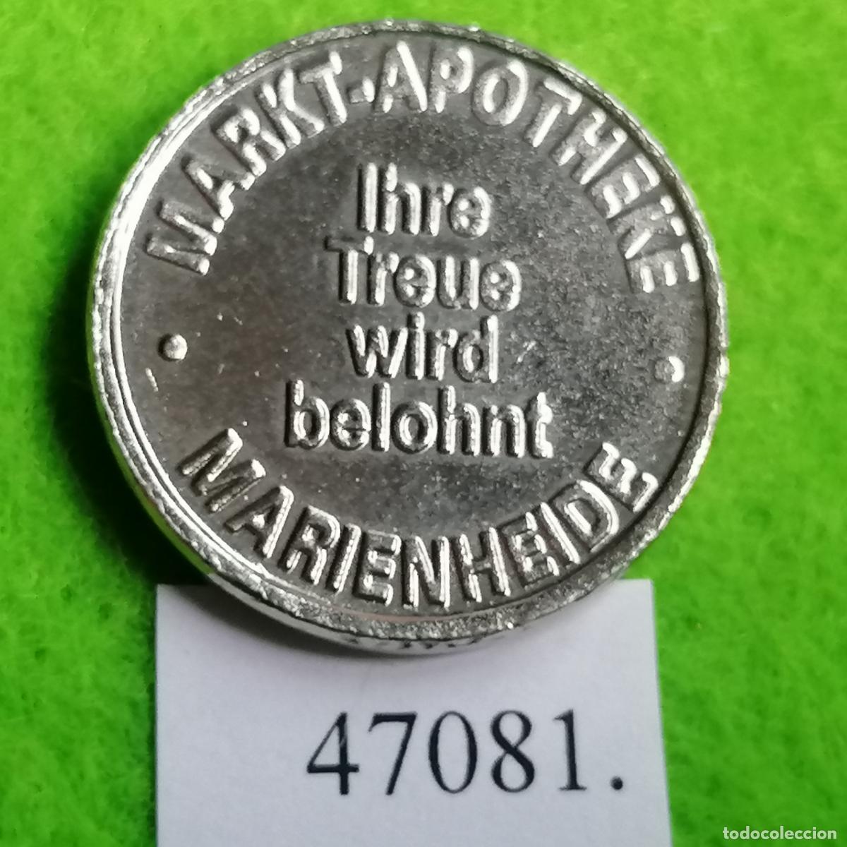 Monedas locales: ficha Alemania, Marienheide, Heier Taler, Apotheke, farmacia, token, jet&oacute;n