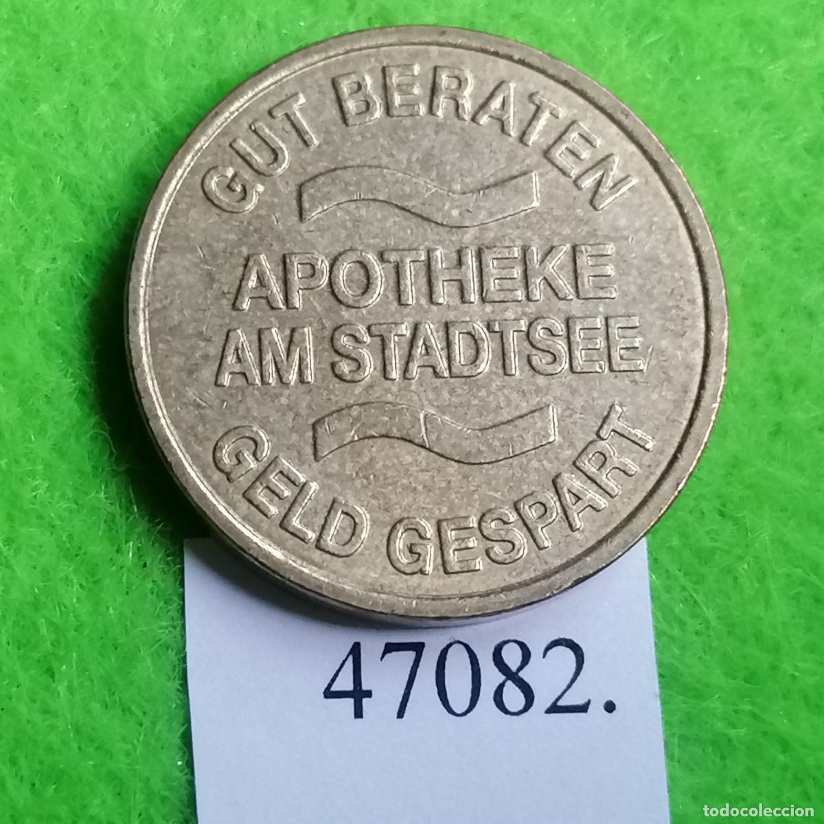 Monedas locales: ficha Alemania, Stendal, Stadsee, Apotheke, farmacia, token, jet&oacute;n