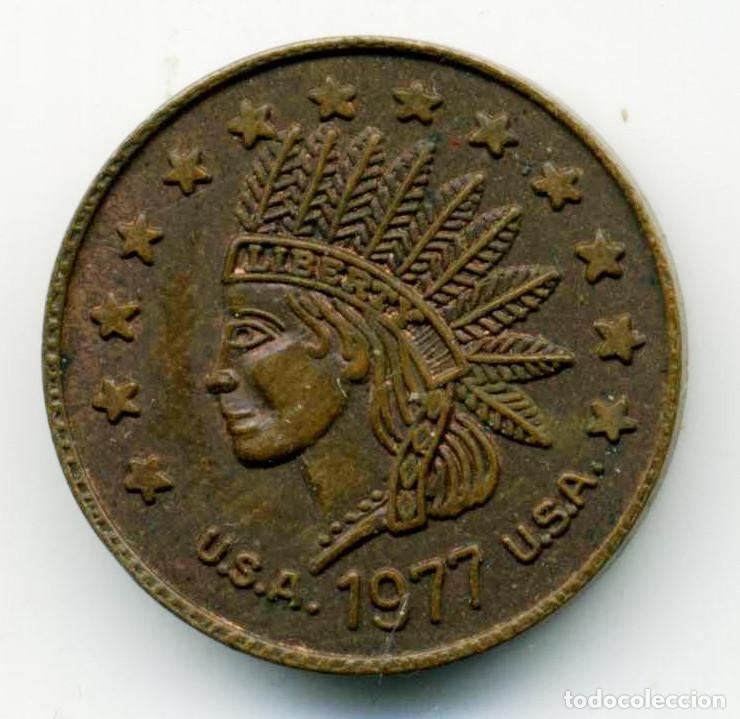 Monedas locales: XS- FICHA PUBLICITARIA 1977 LAS PALMAS DE GRAN CANARIA Filatelia Atl&aacute;ntica