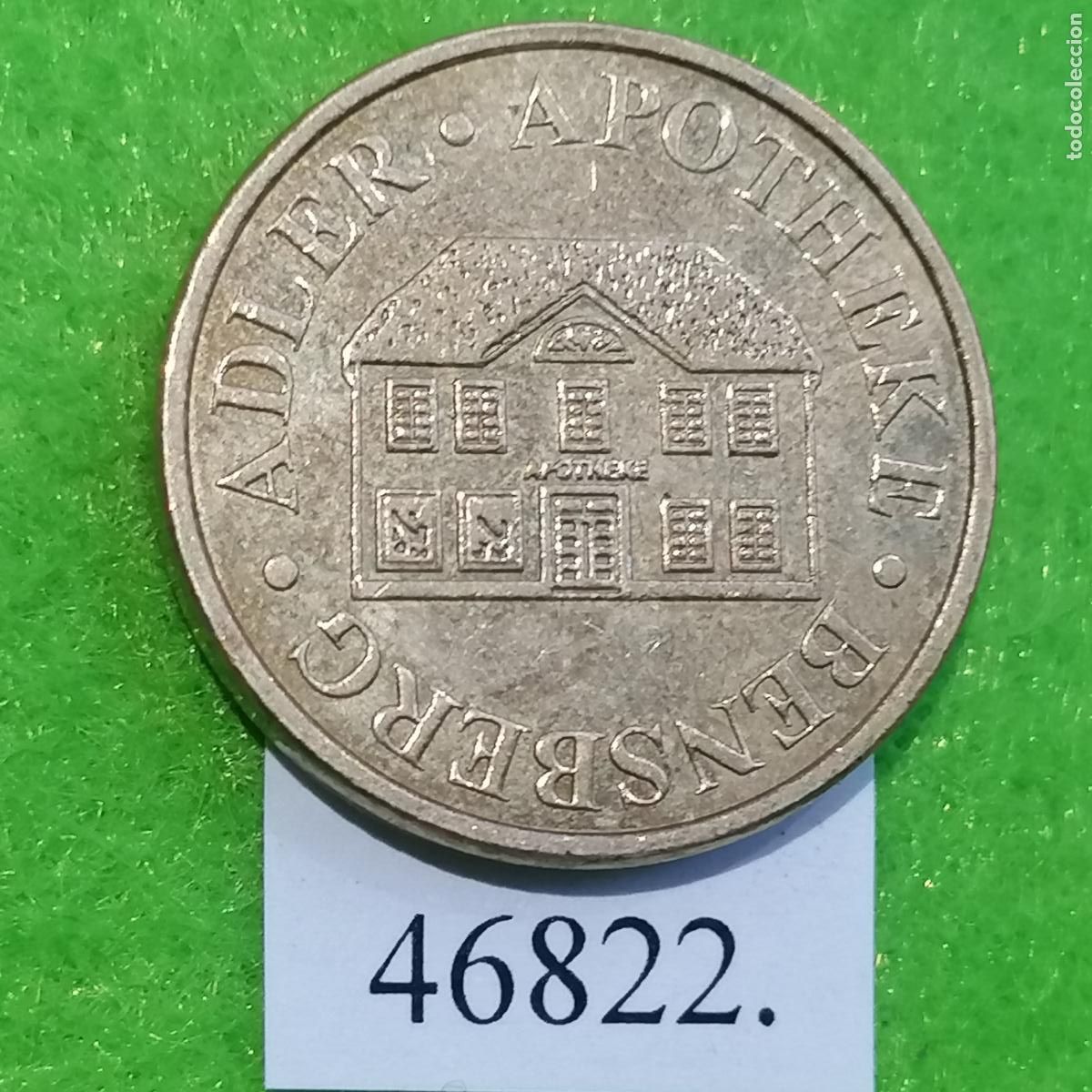 Monedas locales: ficha Alemania, Bensberg, Adler Apotheke, farmacia jet&oacute;n