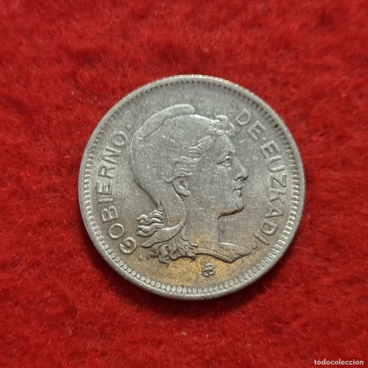Monedas locales: MONEDA 1 PESETA EUZKADI 1937 MBC ORIGINAL C38
