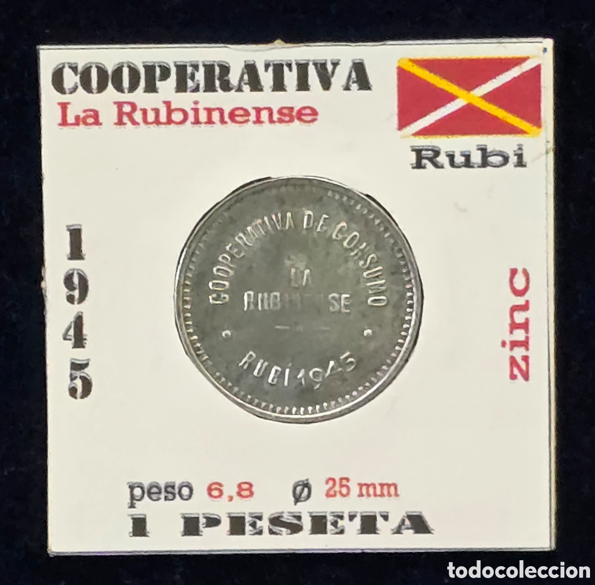 Monedas locales: Rubi ficha de Cooperativa La Rubinense 1945