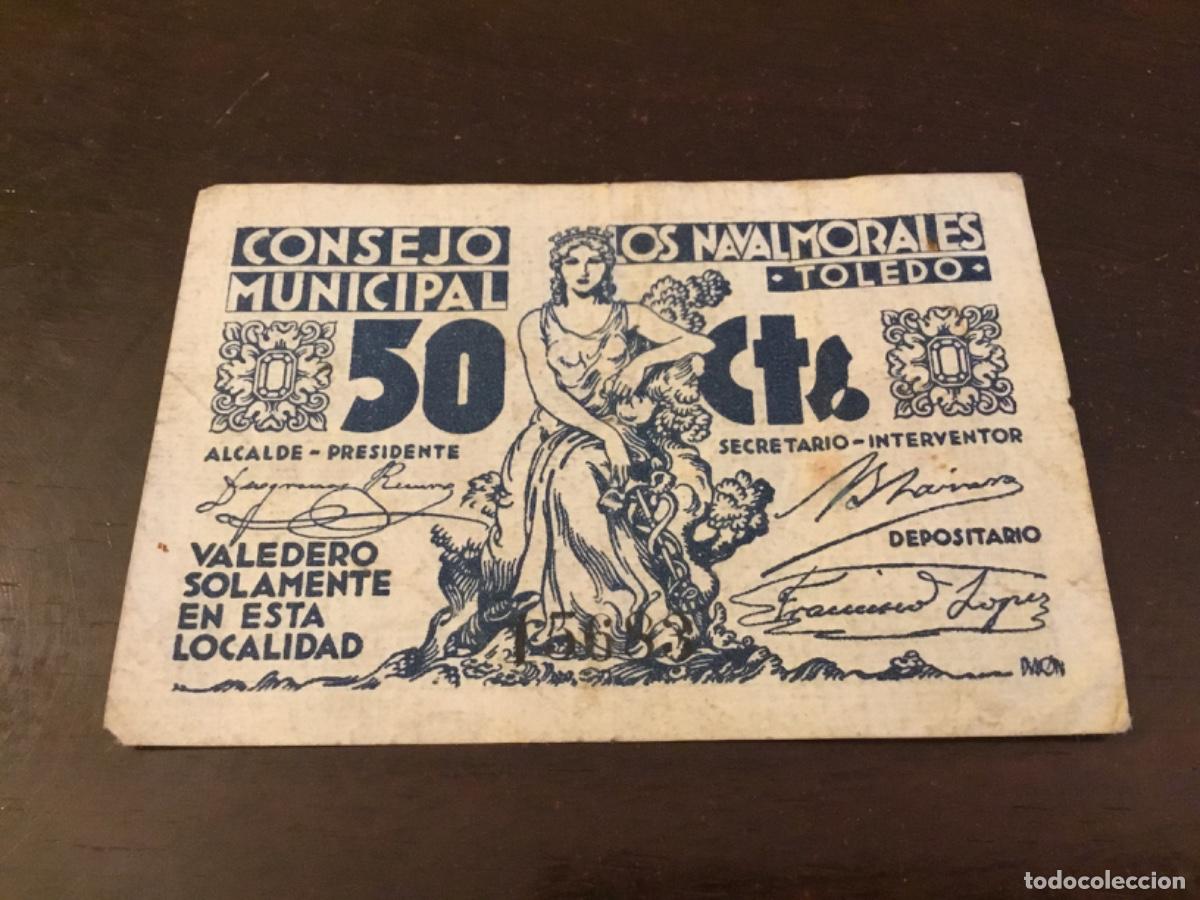 Monedas locales: BILLETE LOCAL ESPA&Ntilde;A NAVALMORALES (TOLEDO) 50 CENTIMOS 1937 MBC