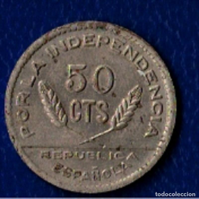 Monedas locales: CONSEJO DE SANTANDER PALENCIA Y BURGOS A&Ntilde;O 1937. 50 CTS. PESO 2,8 GR