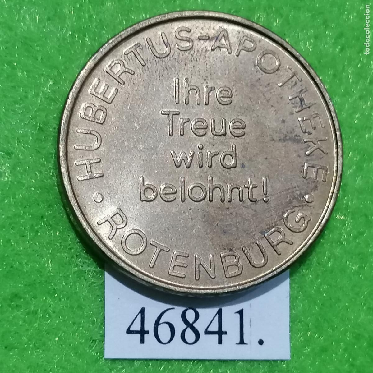 Monedas locales: Ficha Alemania, Rotenburg, Hubertus, farmacia, apotheke, token, jeton
