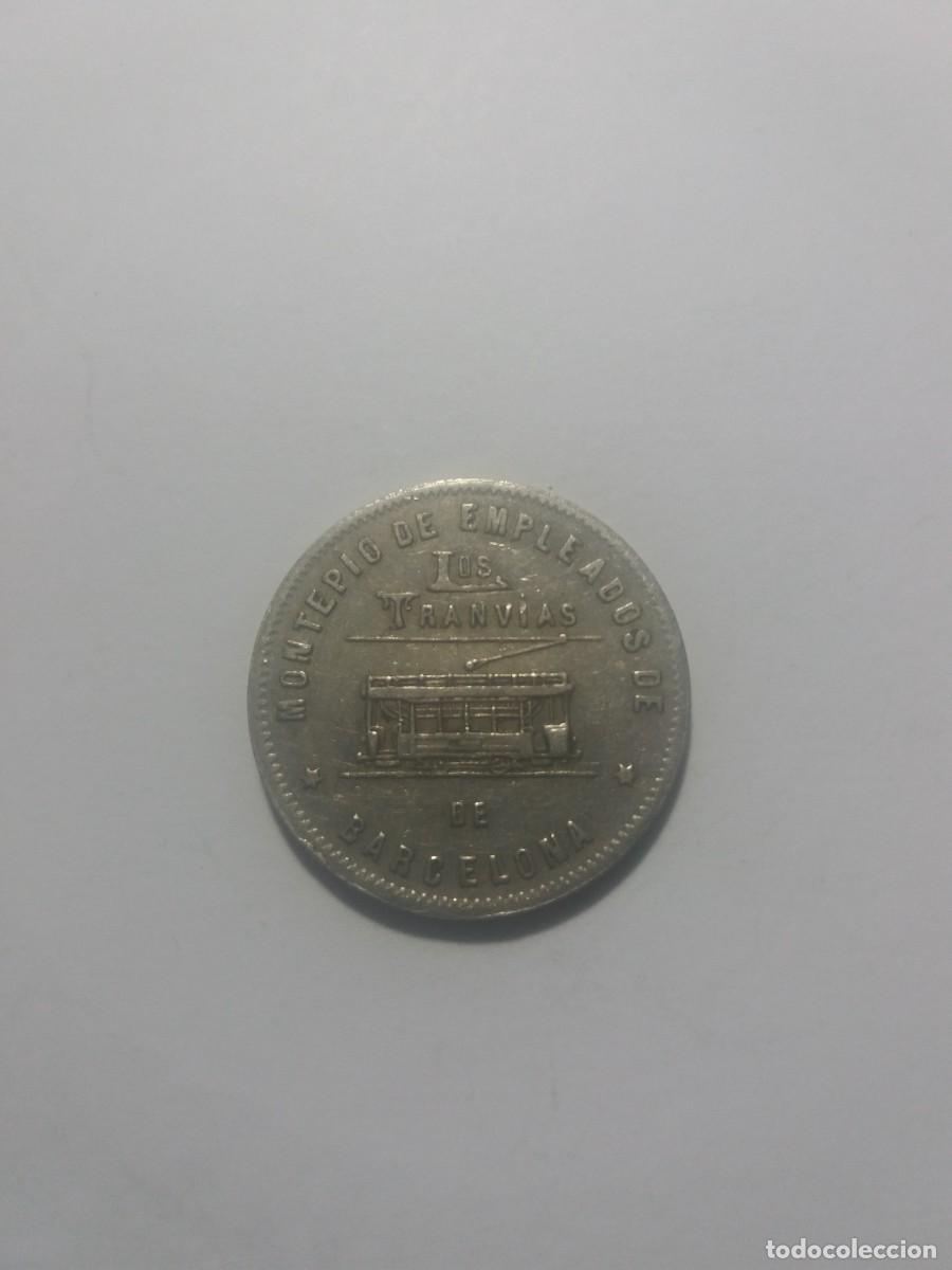 Monedas locales: Ficha Cooperativa 1 Peseta Los TRANVIAS Barcelona 1916