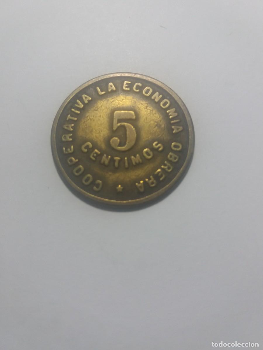 Monedas locales: Ficha Cooperativa 5 C&eacute;ntimos LA ECONOMICA OBRERA