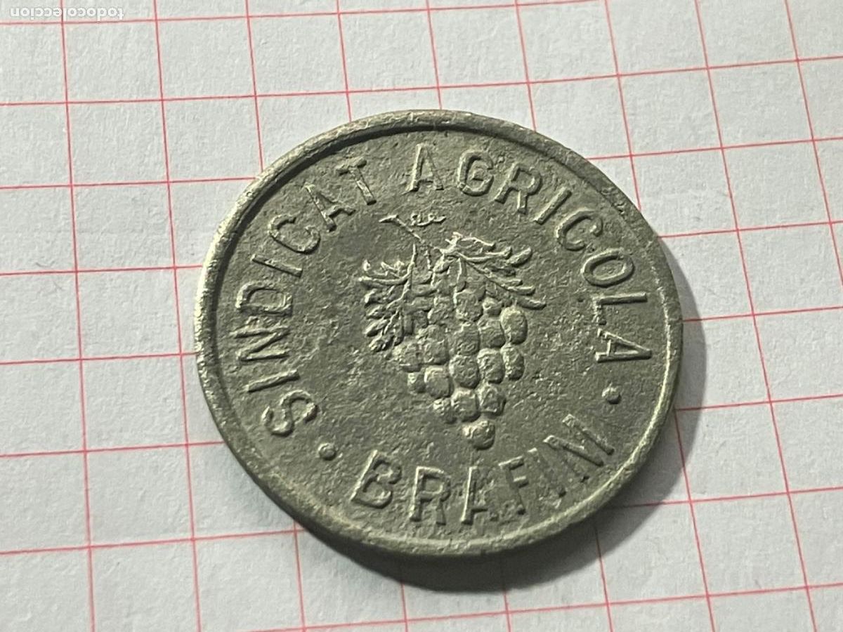 Monedas locales: Ficha Sindicat Agr&iacute;cola Brafim Tarragona - 1 peseta pesseta - Muy rara