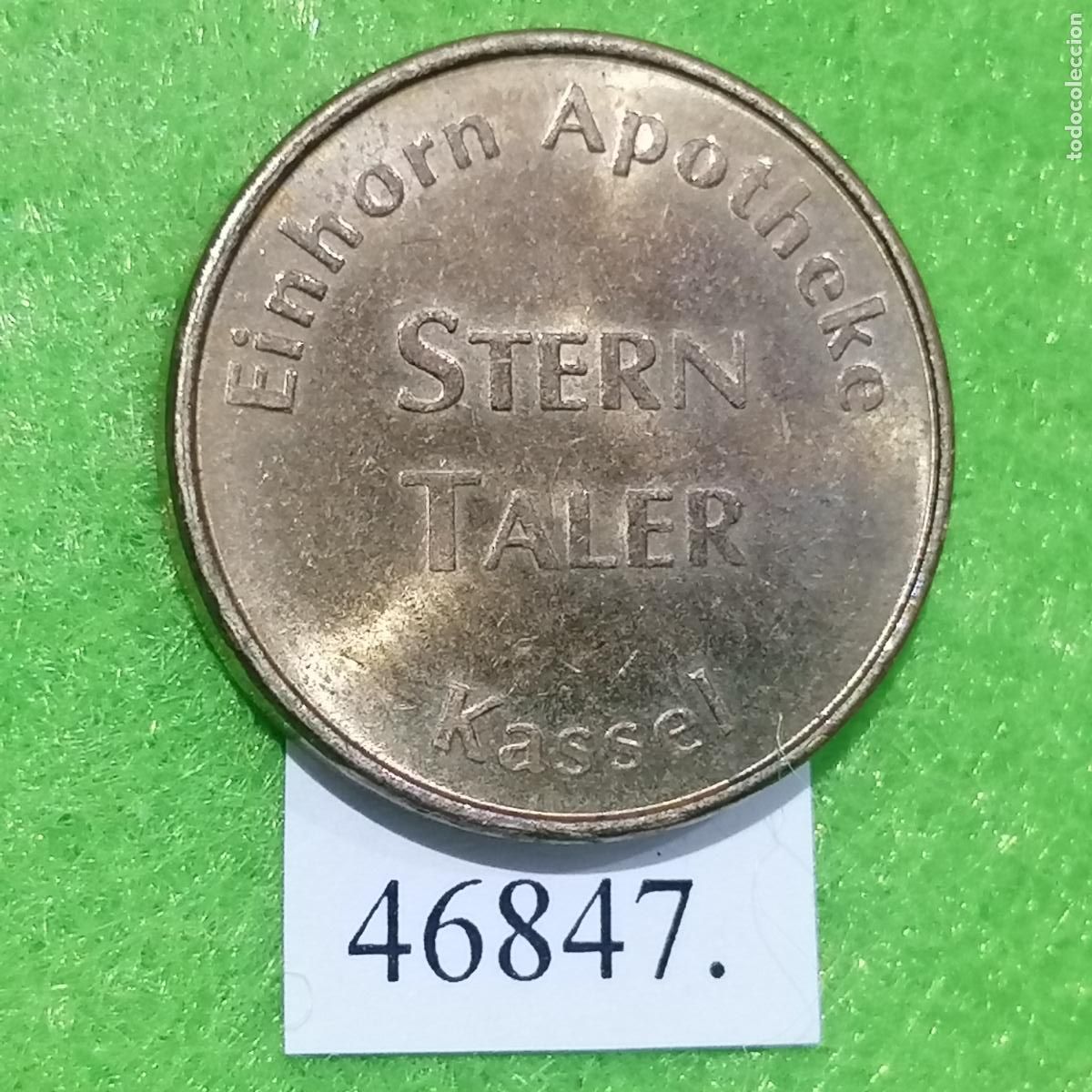 Monedas locales: ficha Alemania, Kassel, Einhorn Apotheke, farmacia, token, jeton