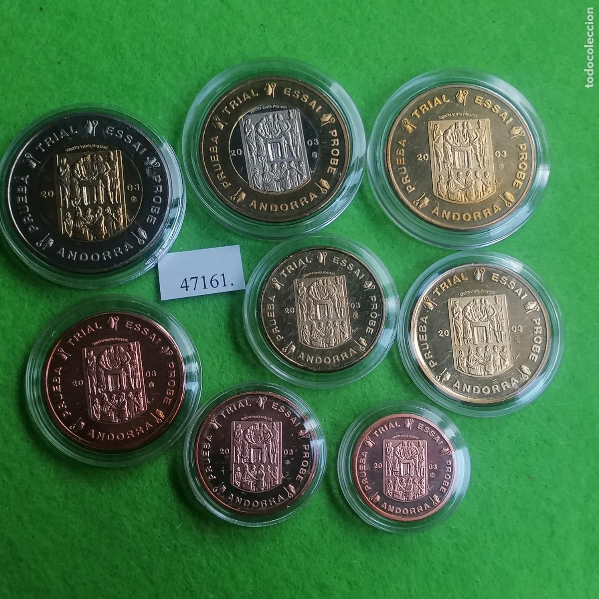 Monedas locales: Serie 8 europrueba Andorra 2003, medalla, pattern, essai, specimen, Ficha, token, jeton