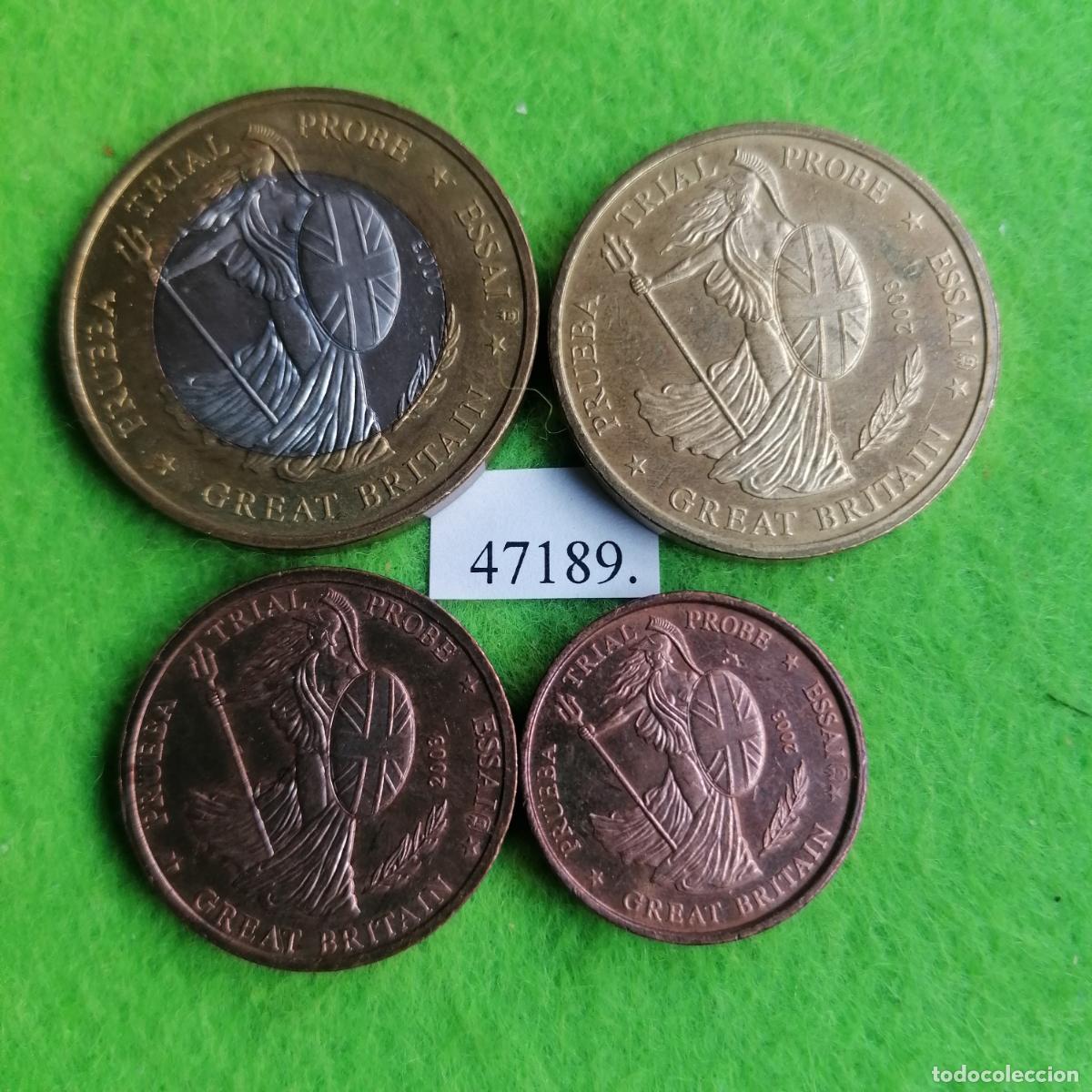 Monedas locales: Lote fichas, Inglaterra, UK, europrueba, pattern, essai, specimen, token, jet&oacute;n, 47186