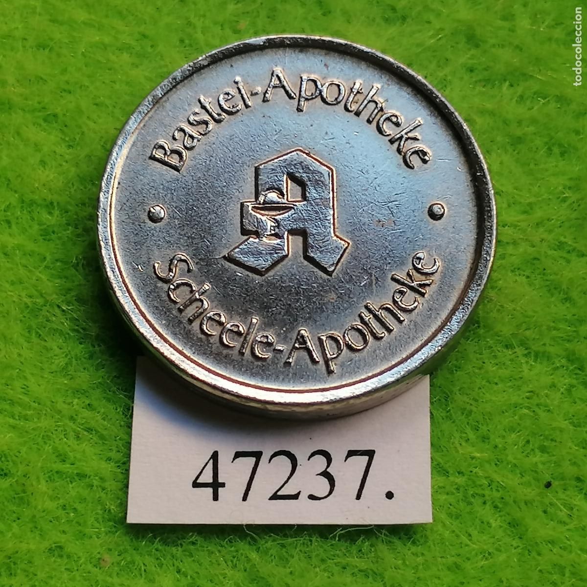 Monedas locales: ficha Alemania, Scheele-Apotheke, farmacia, token, jet&oacute;n