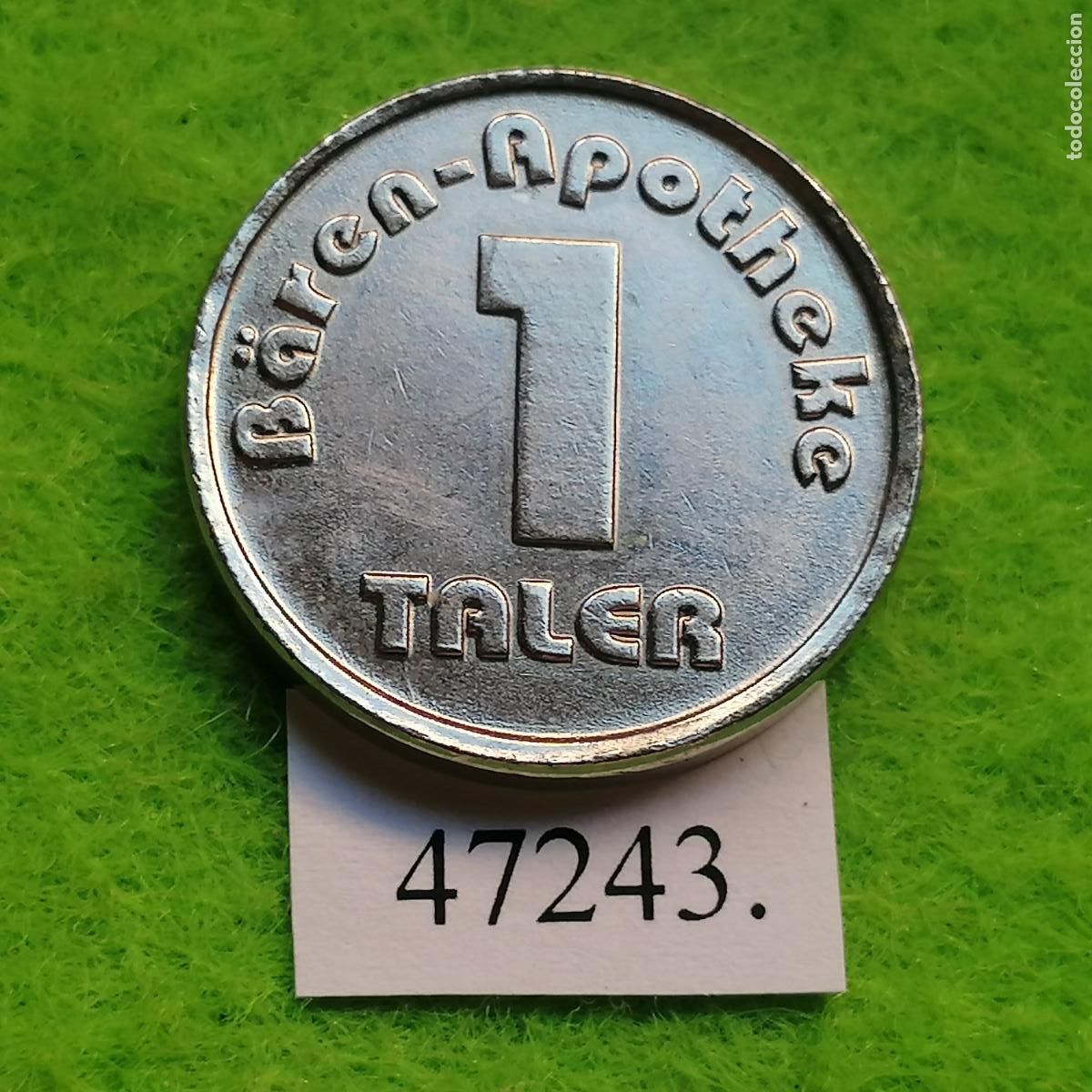 Monedas locales: ficha Alemania, B&auml;ren, farmacia, apotheke, token, jet&oacute;n