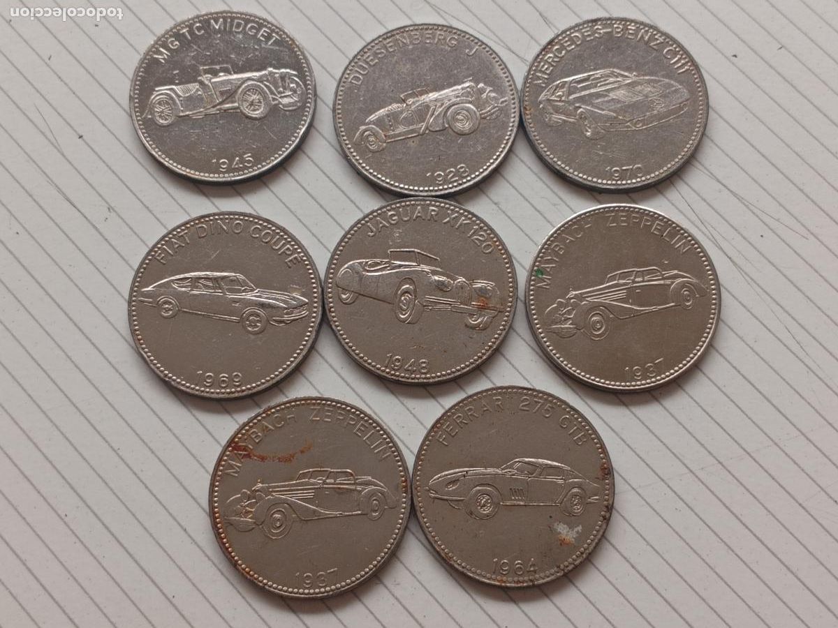 Monedas locales: Shell. 8 tokens, medallas. Coches. Automovilismo