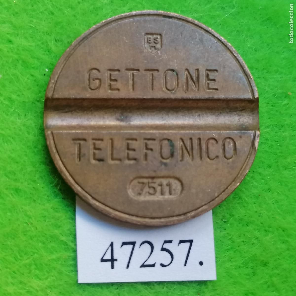 Monedas locales: ficha tel&eacute;fono Italia, 7511 ESM, token, jet&oacute;n