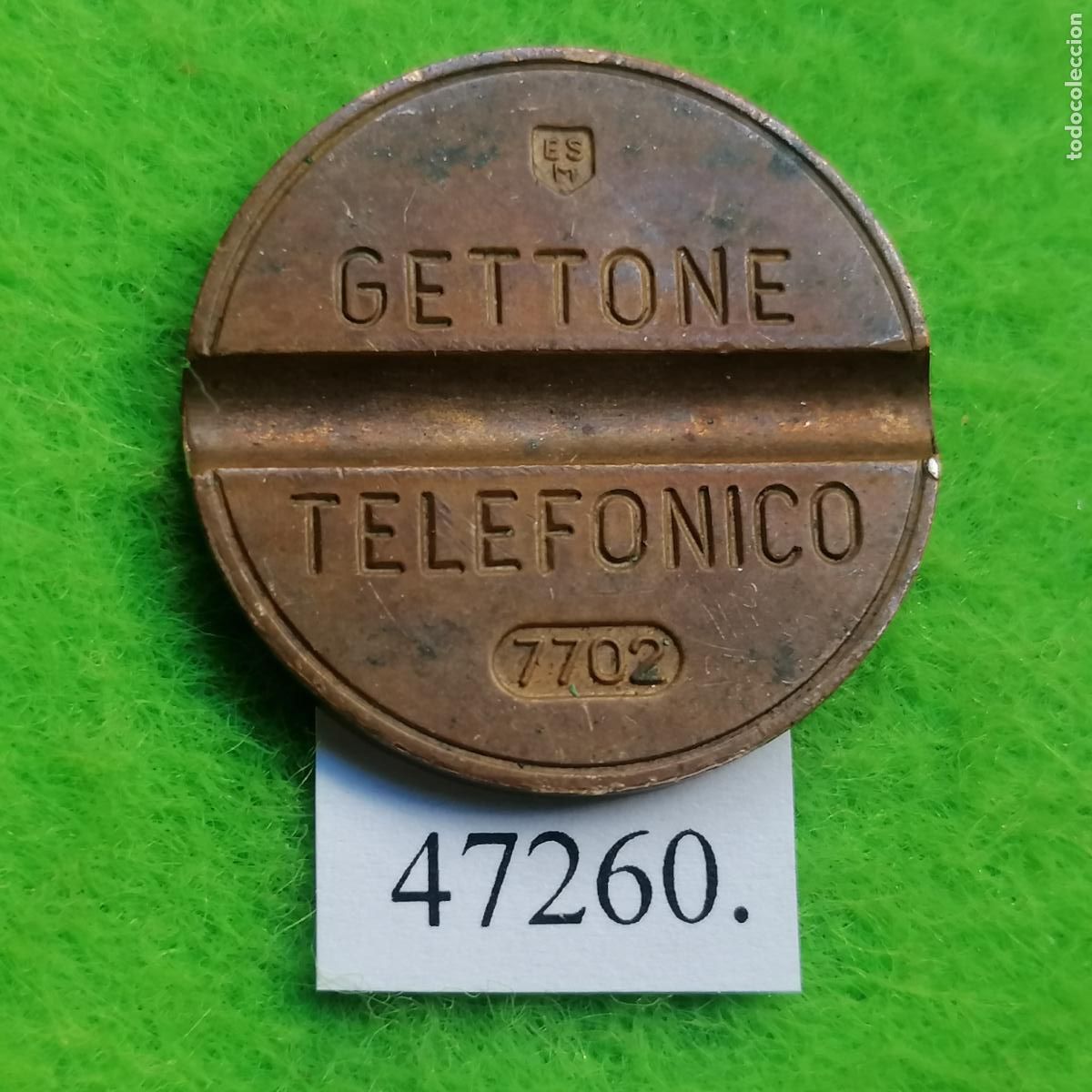 Monedas locales: ficha tel&eacute;fono Italia, 7702 ESM, token, jet&oacute;n