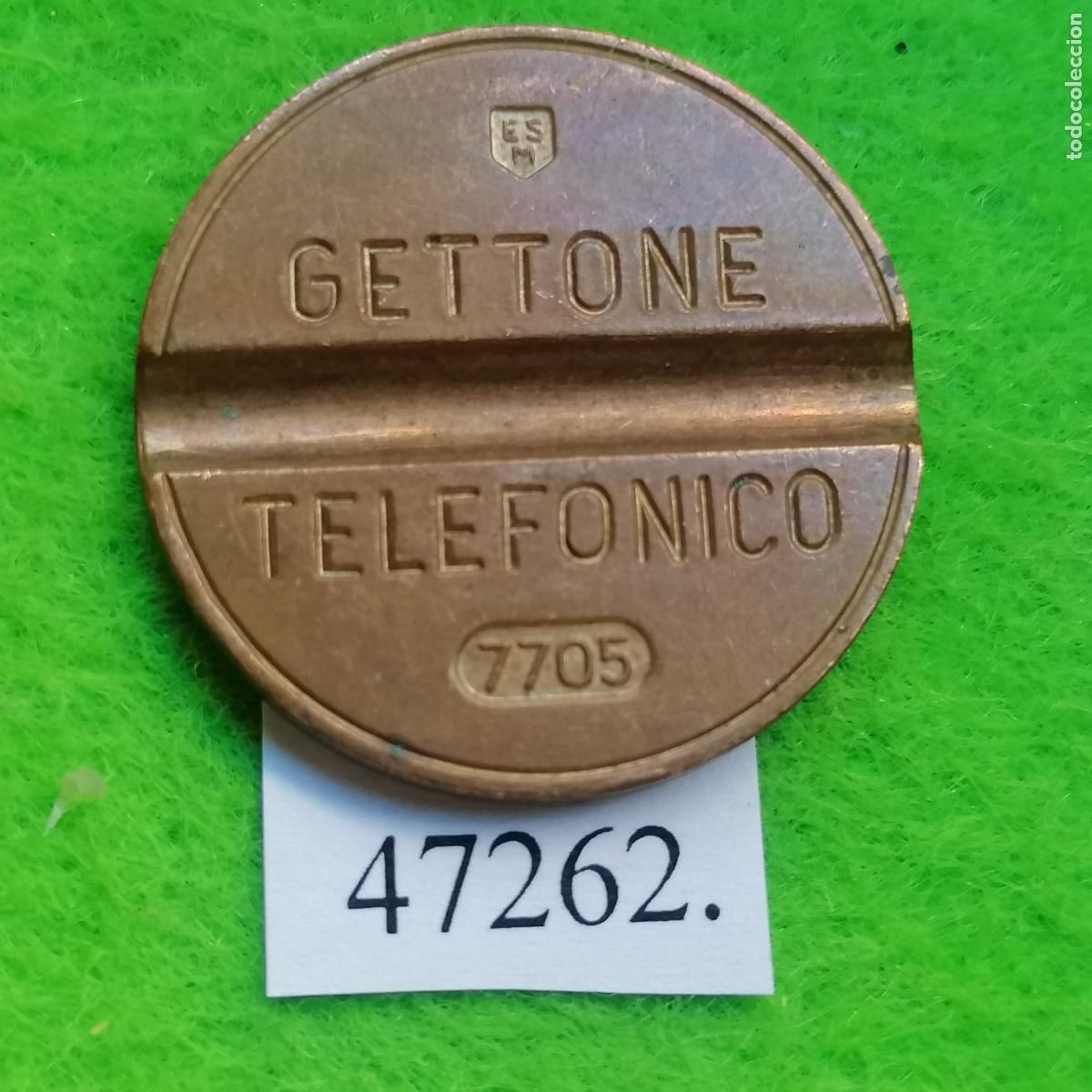 Monedas locales: ficha tel&eacute;fono Italia, 7705 ESM, token, jet&oacute;n