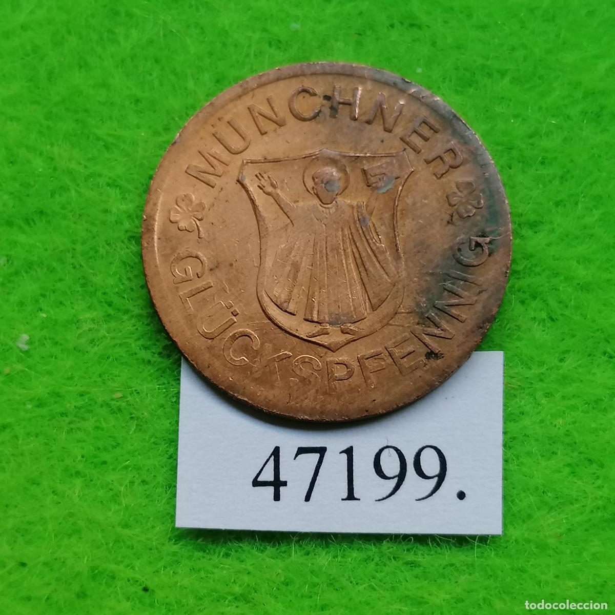 Monedas locales: ficha, Alemania, M&Uuml;NCHNER GL&Uuml;CKSPFENNIG, token, jet&oacute;n