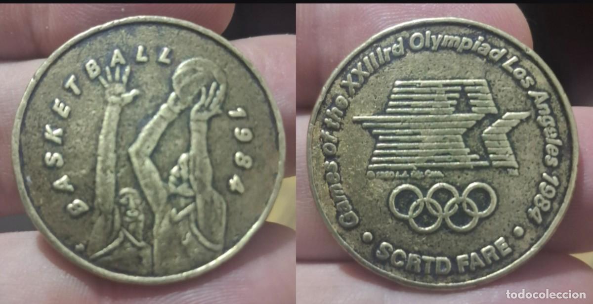 Monedas locales: Ficha / token americano de autob&uacute;s conmemorativa de los juegos ol&iacute;mpicos de LOS &Aacute;NGELES 1984
