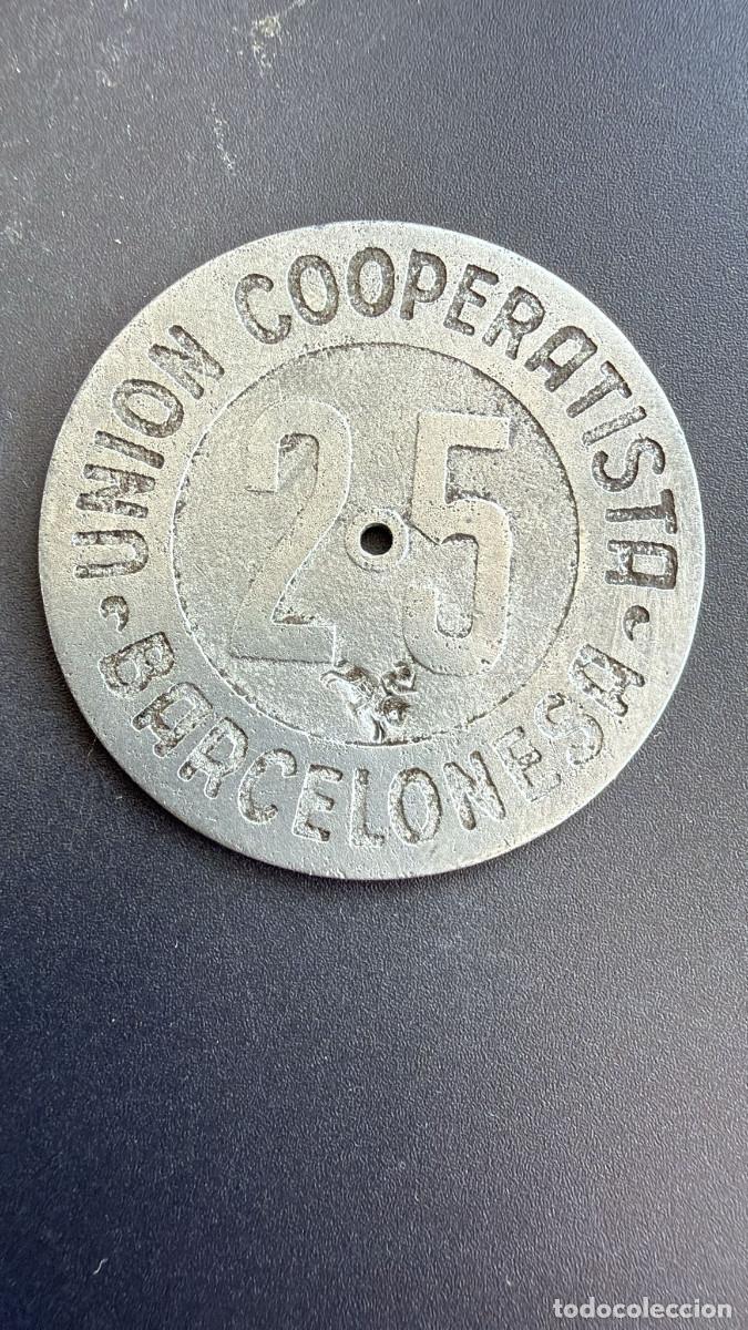 Monedas locales: 25 PTA. UNION COOPERATIVISTA BARCELONESA ZINC RESELLO JINETE A CALBALLO L-953