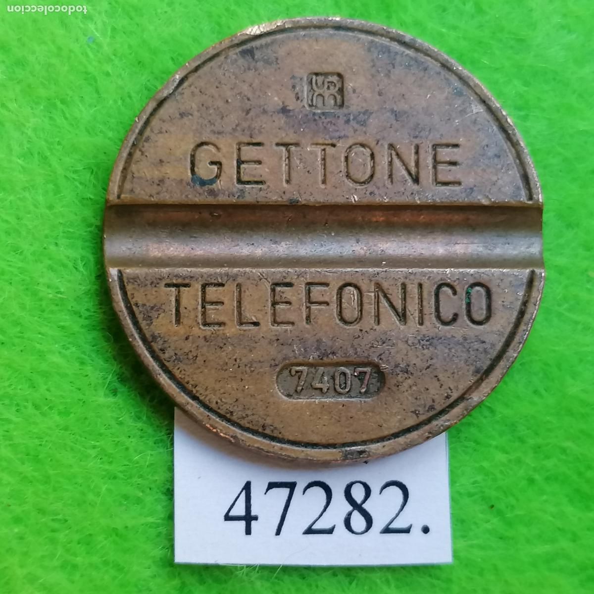 Monedas locales: ficha tel&eacute;fono Italia, 7407 IPM, token, jet&oacute;n