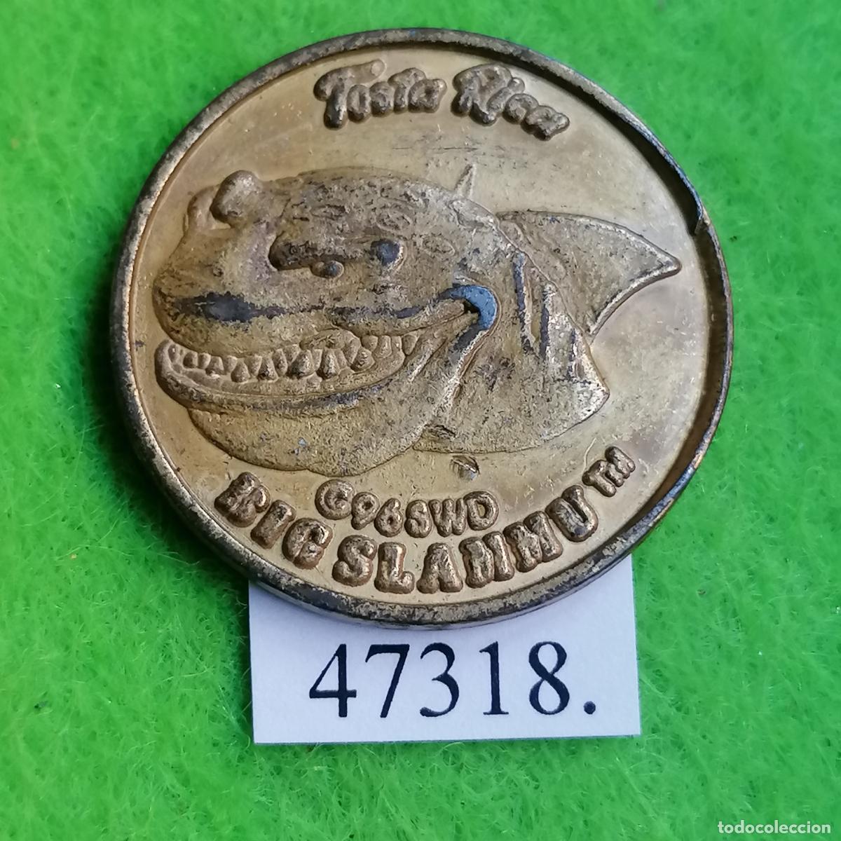 Monedas locales: ficha Espa&ntilde;a, Slammu, Street Sharks, 50 Tibud&oacute;lares, Tosta Rica, Cu&eacute;tara, token, jet&oacute;n