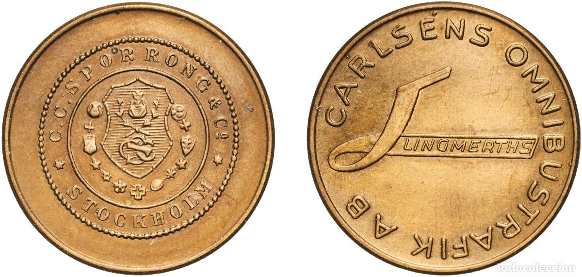 Monedas locales: Sweden Kingdom ND Transport Token - STOCKHOLM Carlsens OMNIBUSTRAFIK AB Brass Sporrong & Co. Mint 3