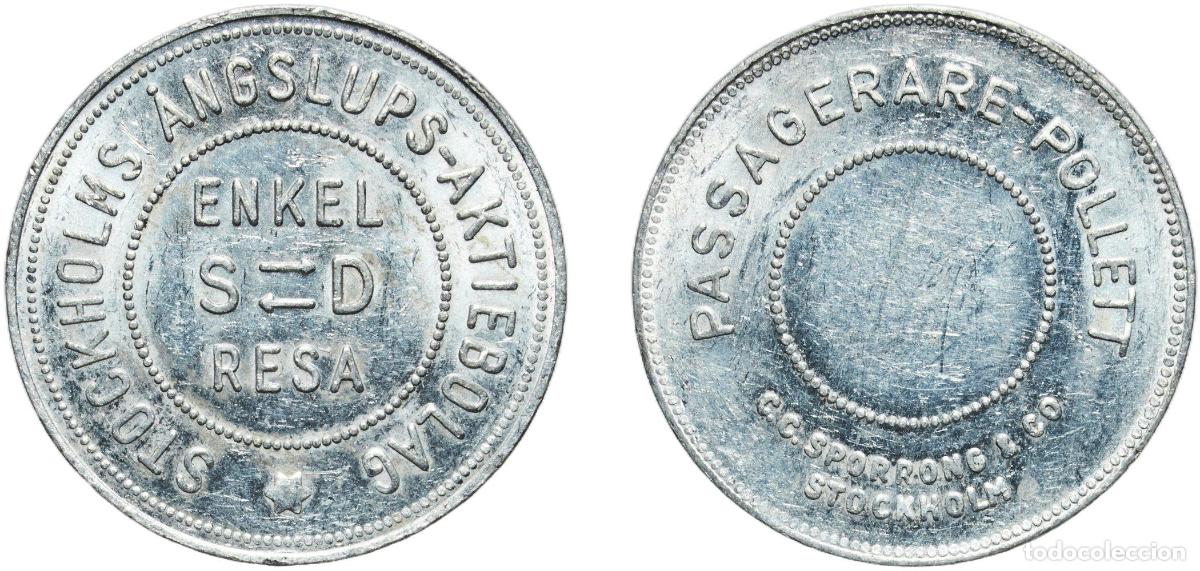 Monedas locales: Sweden Kingdom ND Transport Token - Enkel (Stockholm) Aluminium Sporrong & Co. Mint 1.07g AU