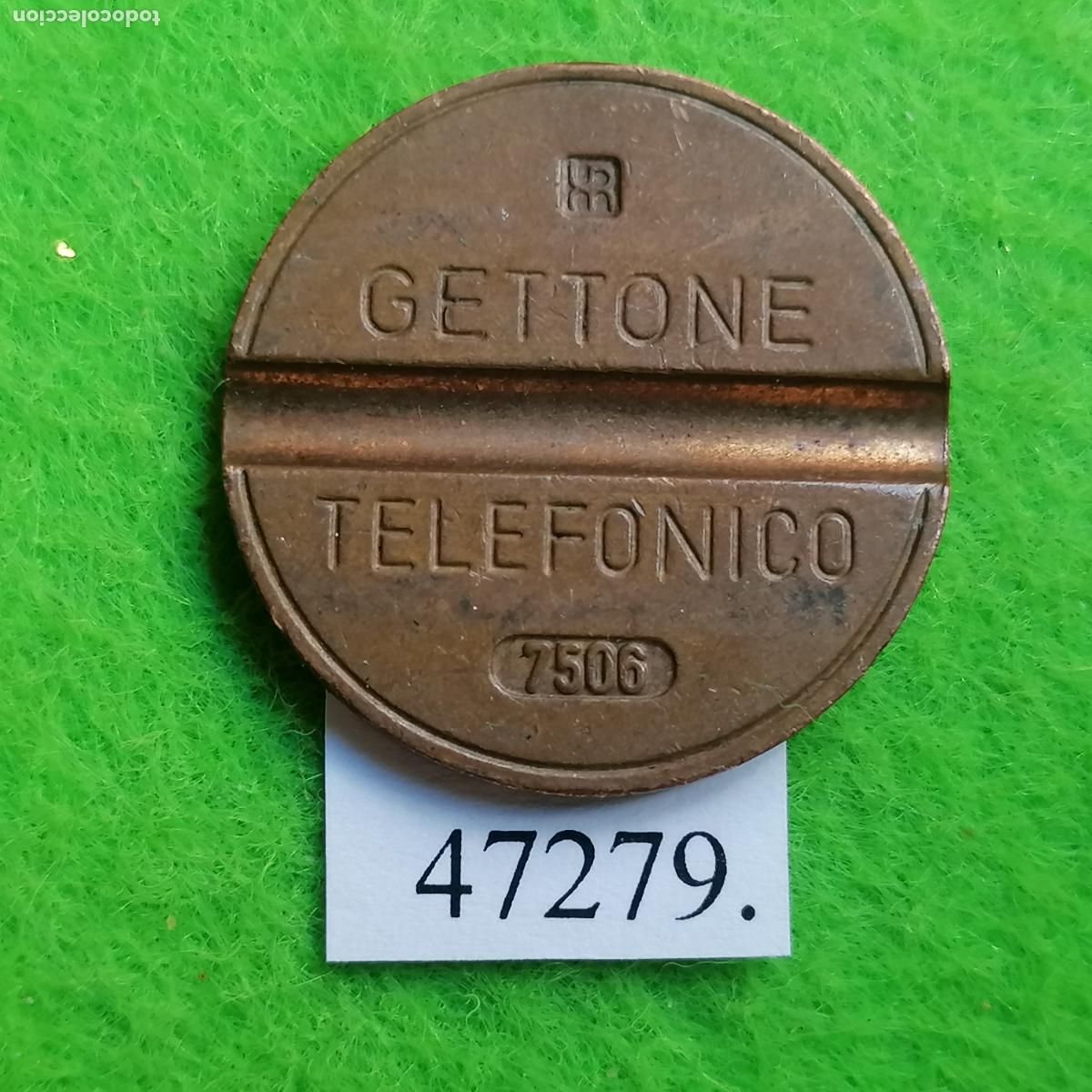 Monedas locales: ficha tel&eacute;fono Italia, 7506 IPM, token, jet&oacute;n
