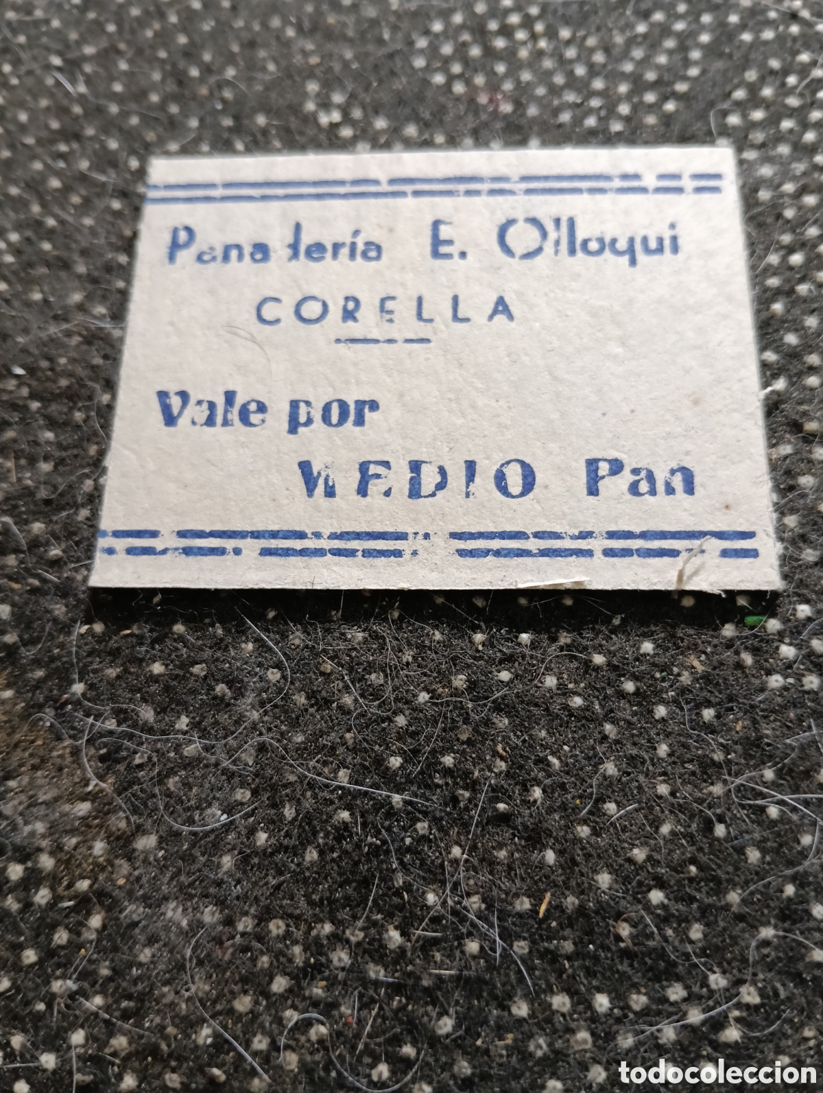 Monedas locales: 1940 aprox.Vale por medio pan, Panader&iacute;a Esteban Ollorqui, Corella, (Navarra) muy bien conservado