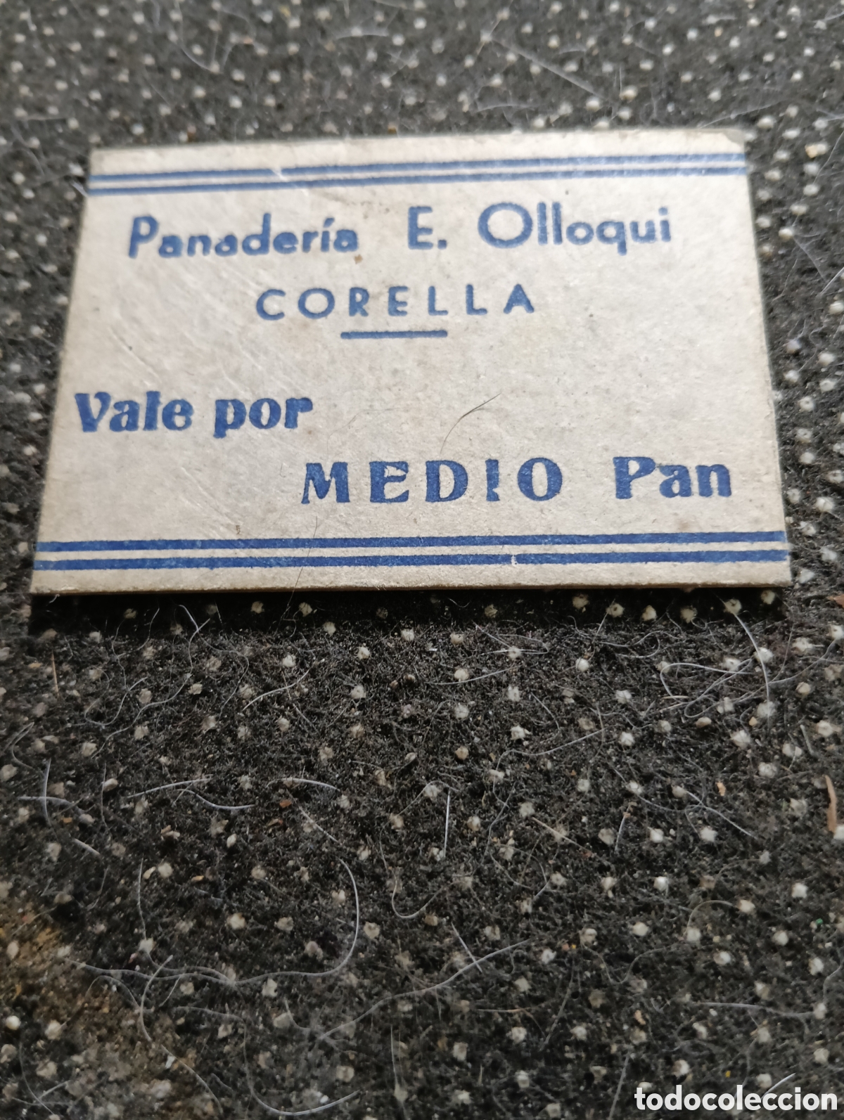 Monedas locales: 1940 aprox.Vale por medio pan, Panader&iacute;a Esteban Ollorqui, Corella, (Navarra) muy bien conservado