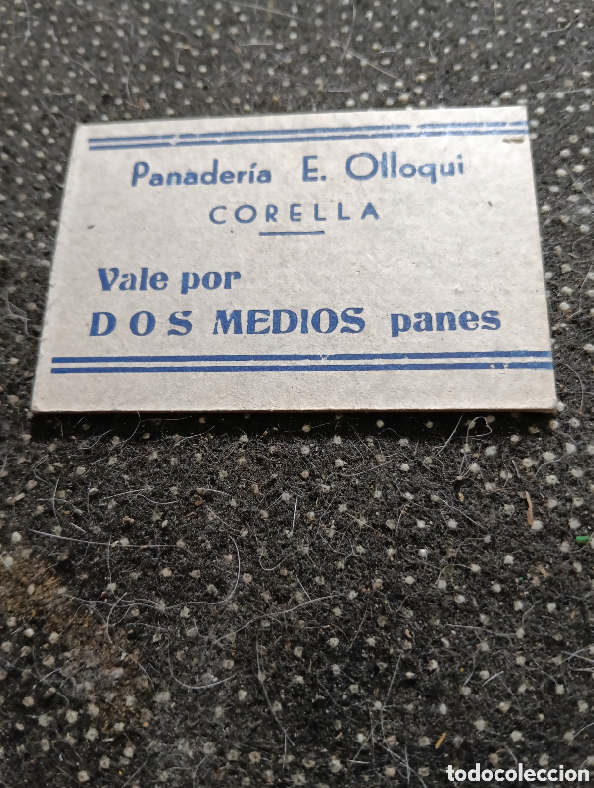 Monedas locales: 1940 aprox.Vale por dos medios panes, Panader&iacute;a Esteban Ollorqui, Corella, (Navarra) muy bien conser
