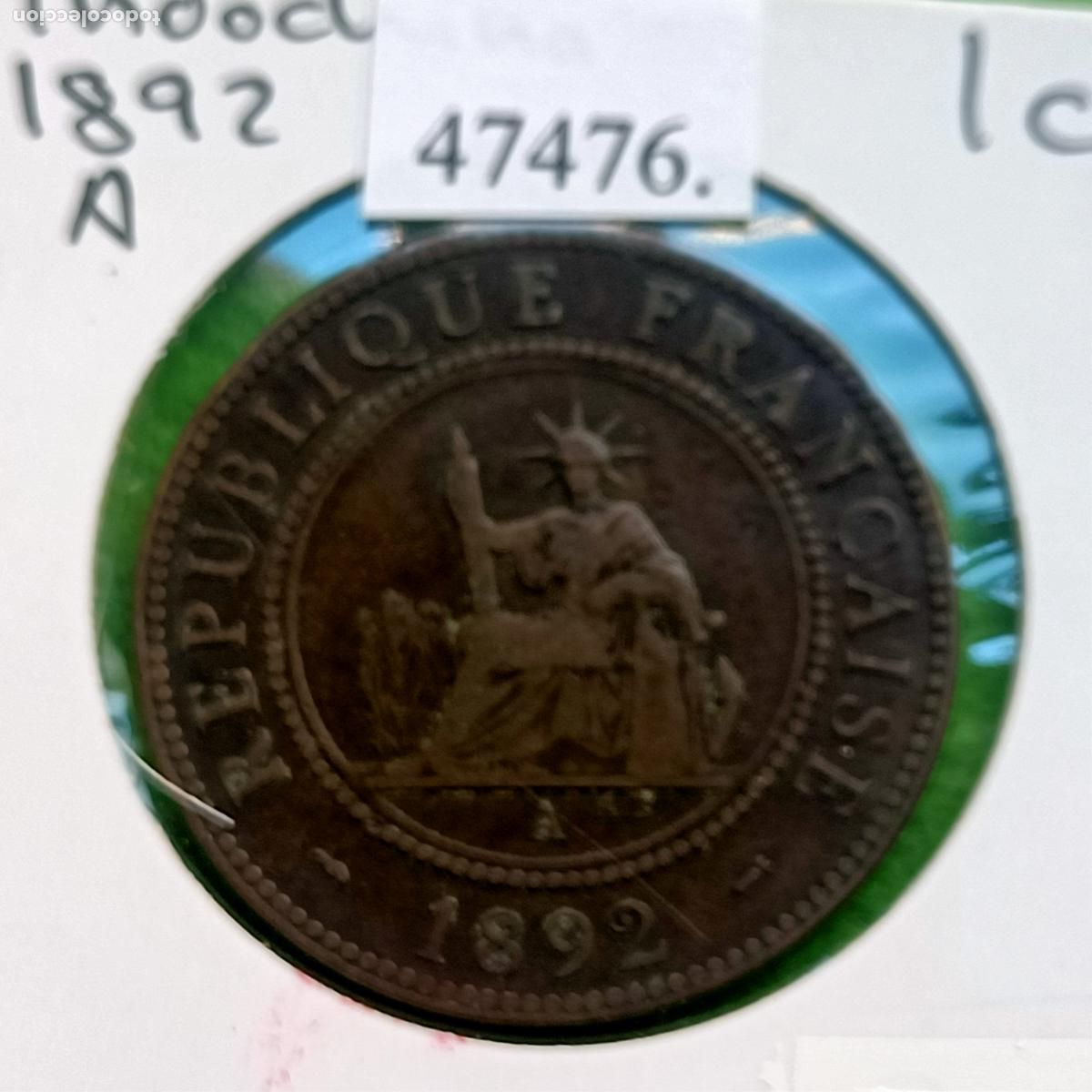 Monedas locales: indochina francesa 1 c&eacute;ntimo 1892 A, french indochina, Vietnam
