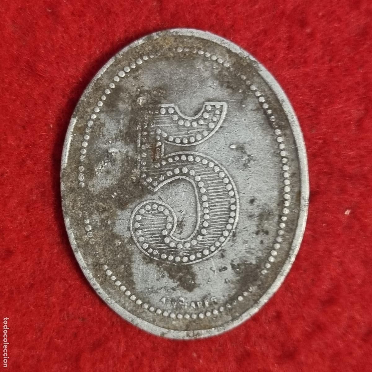 Monedas locales: FICHA ANTIGUA CASINO VALOR 5 GRANDE ORIGINAL C9